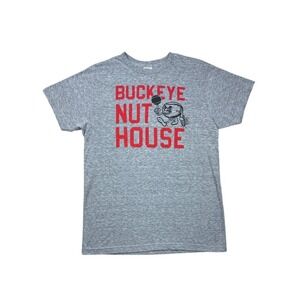 Homage Buckeye Nut House T-Shirt Men's Large Gray USA Made Soft Cotton Rayon L